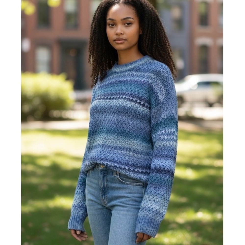 "St .Johns Bay" Womens‎ Blue Ombre Chunky Knit Pullover Sweater Size S Space Dye